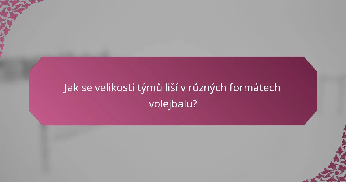 Jak se velikosti týmů liší v různých formátech volejbalu?