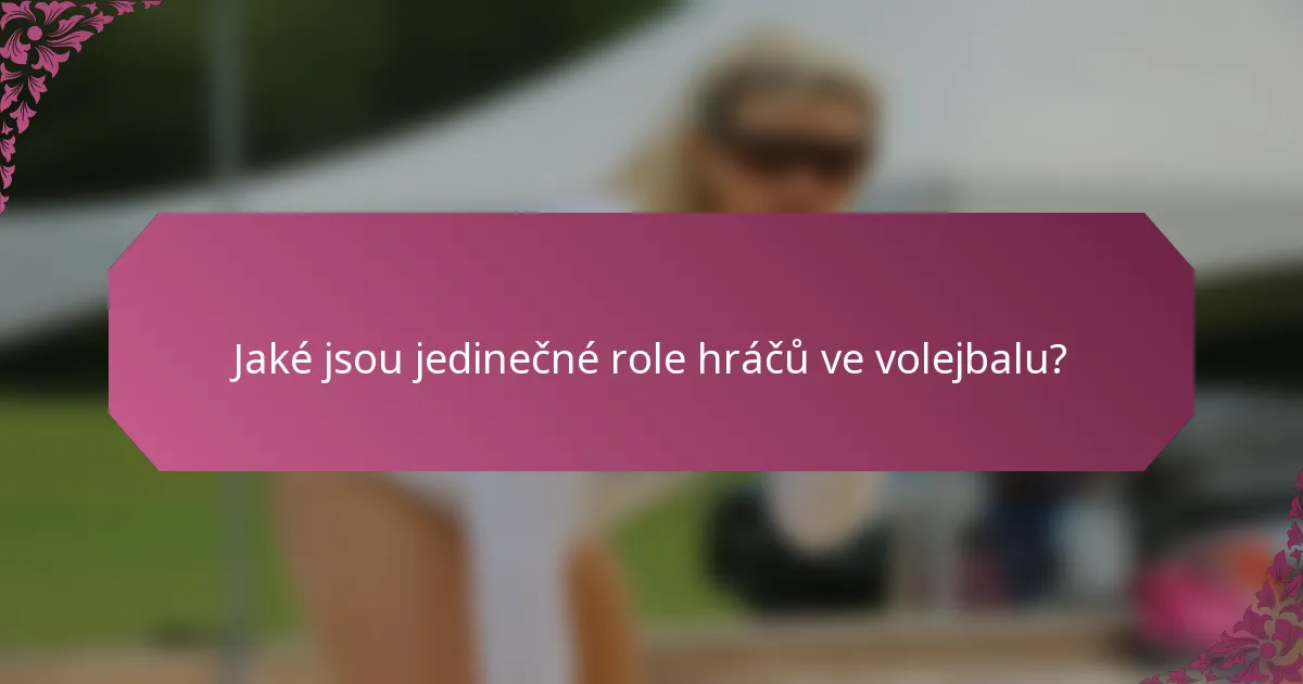 Jaké jsou jedinečné role hráčů ve volejbalu?